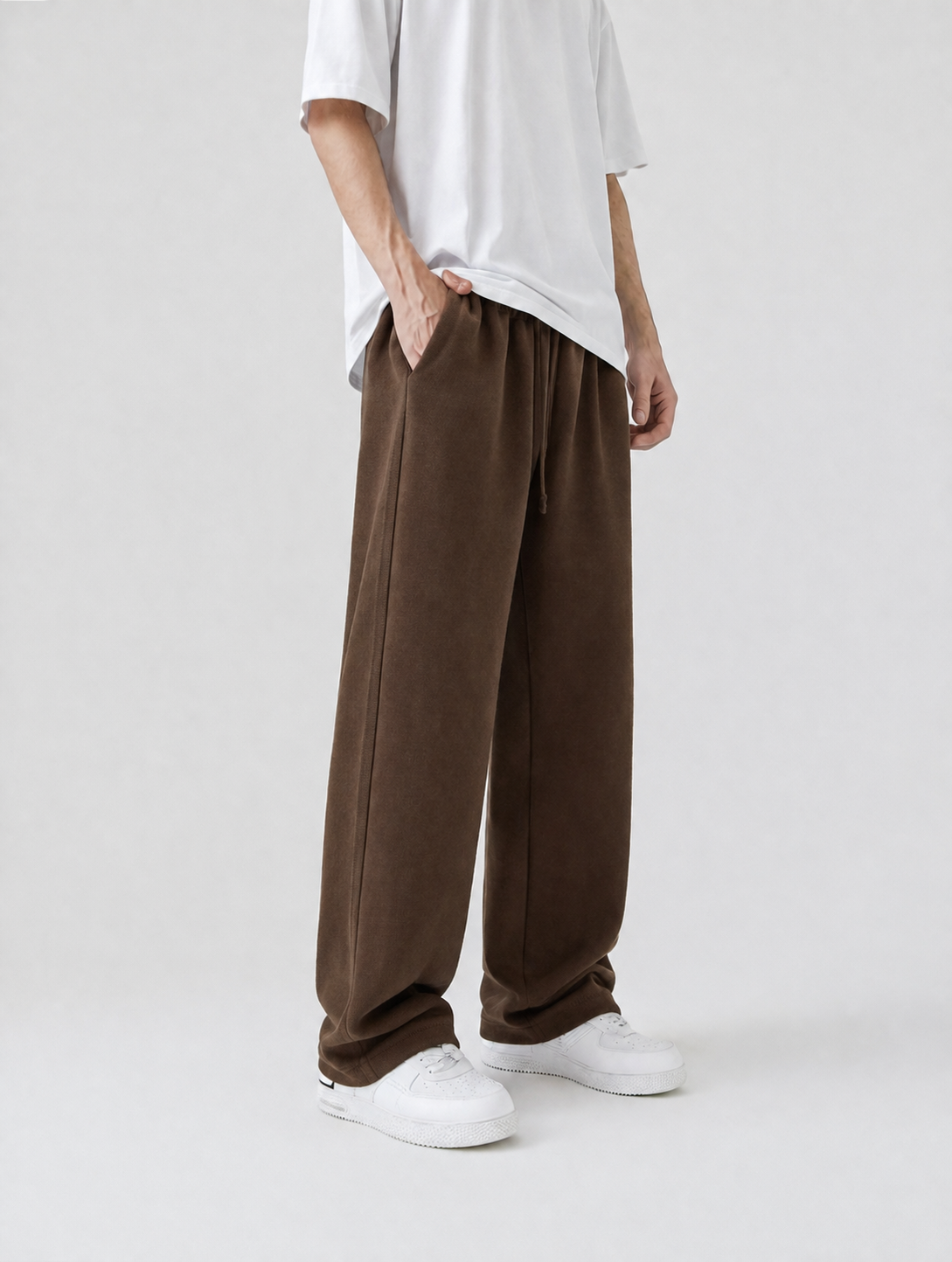 Premium brown lose fit trouser for mens in french terry