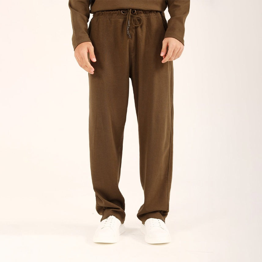 Premium brown lose fit trouser for mens in french terry