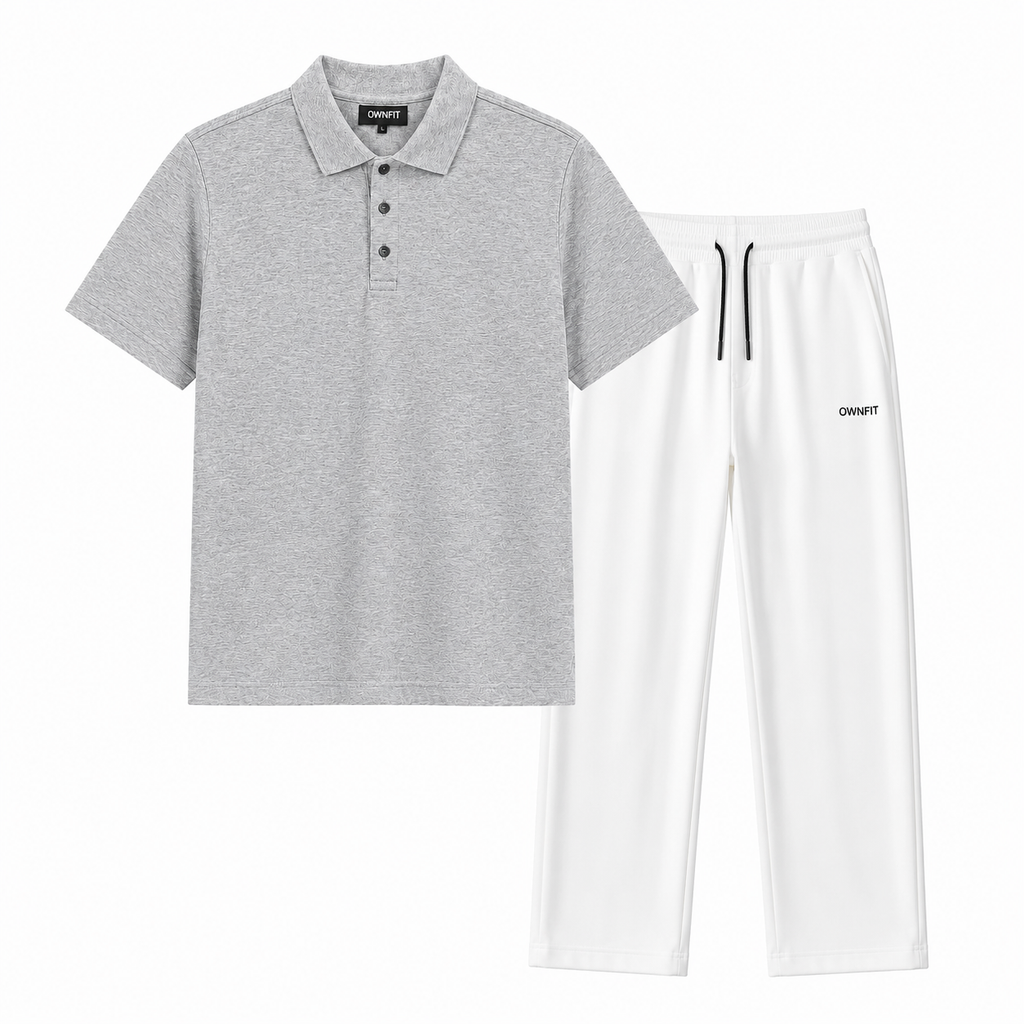 Polo Haider grey with white baggy trouser