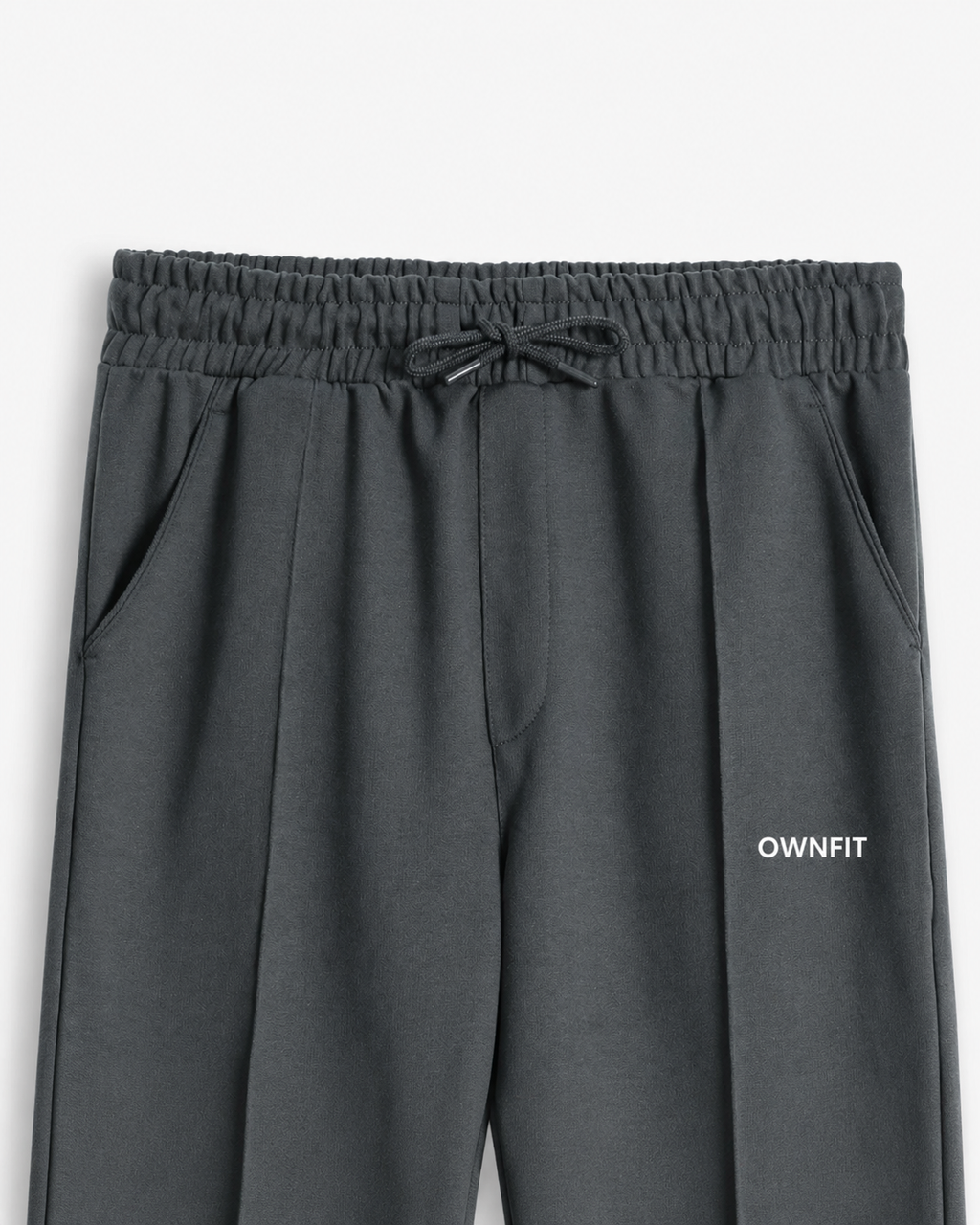 charcoal straight fit trouser for mens in french terry