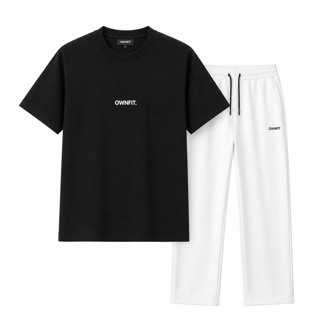 Black tee + plain white trouser