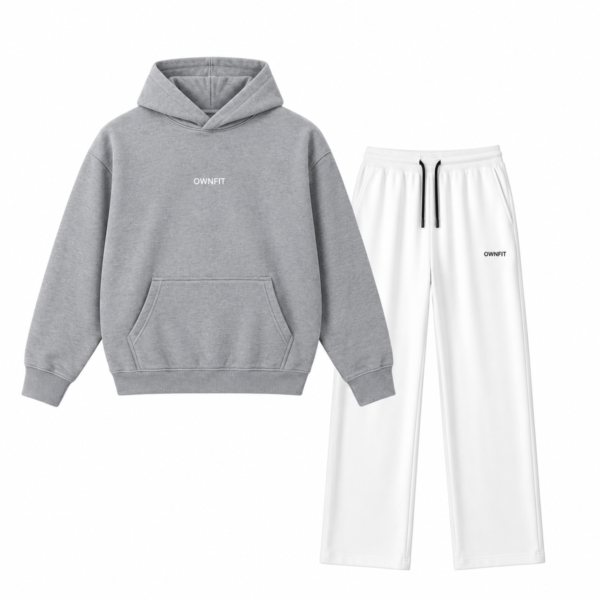 haider grey hoodie and white baggy trouser
