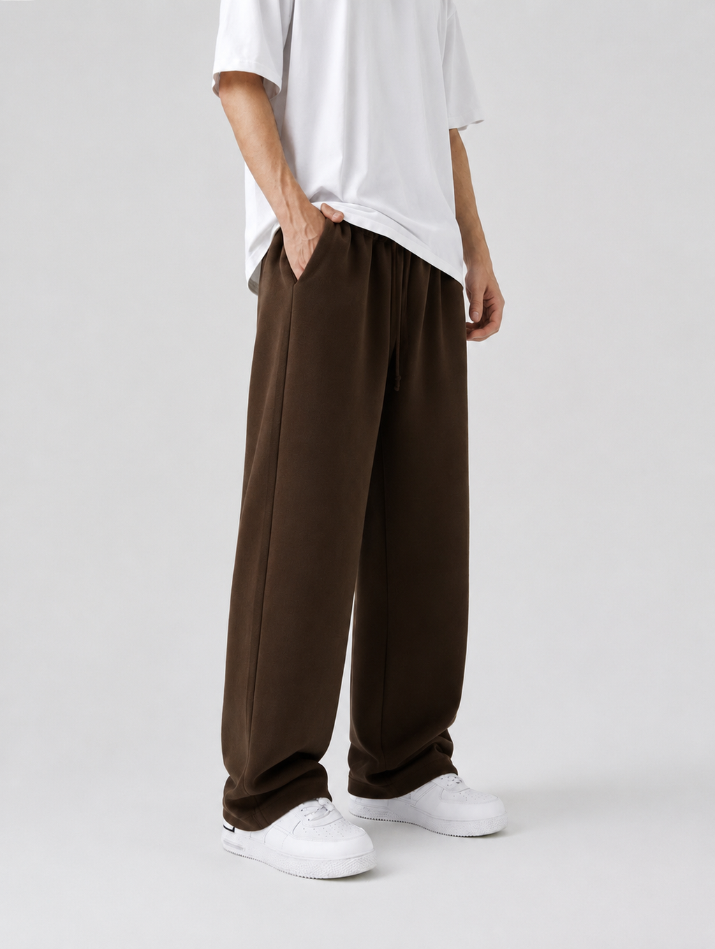 Premium brown lose fit trouser for mens in french terry