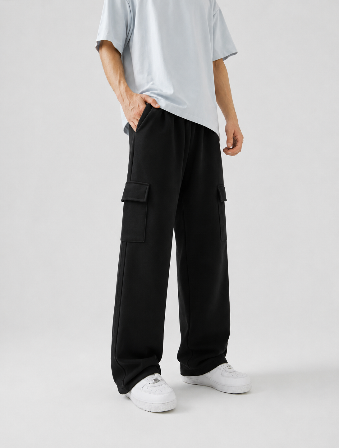 Black two pocket trouser for men's