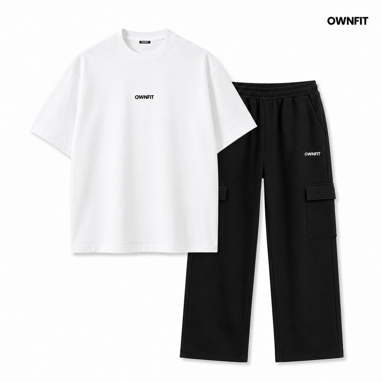 White tee + Black cargo trouser for mens