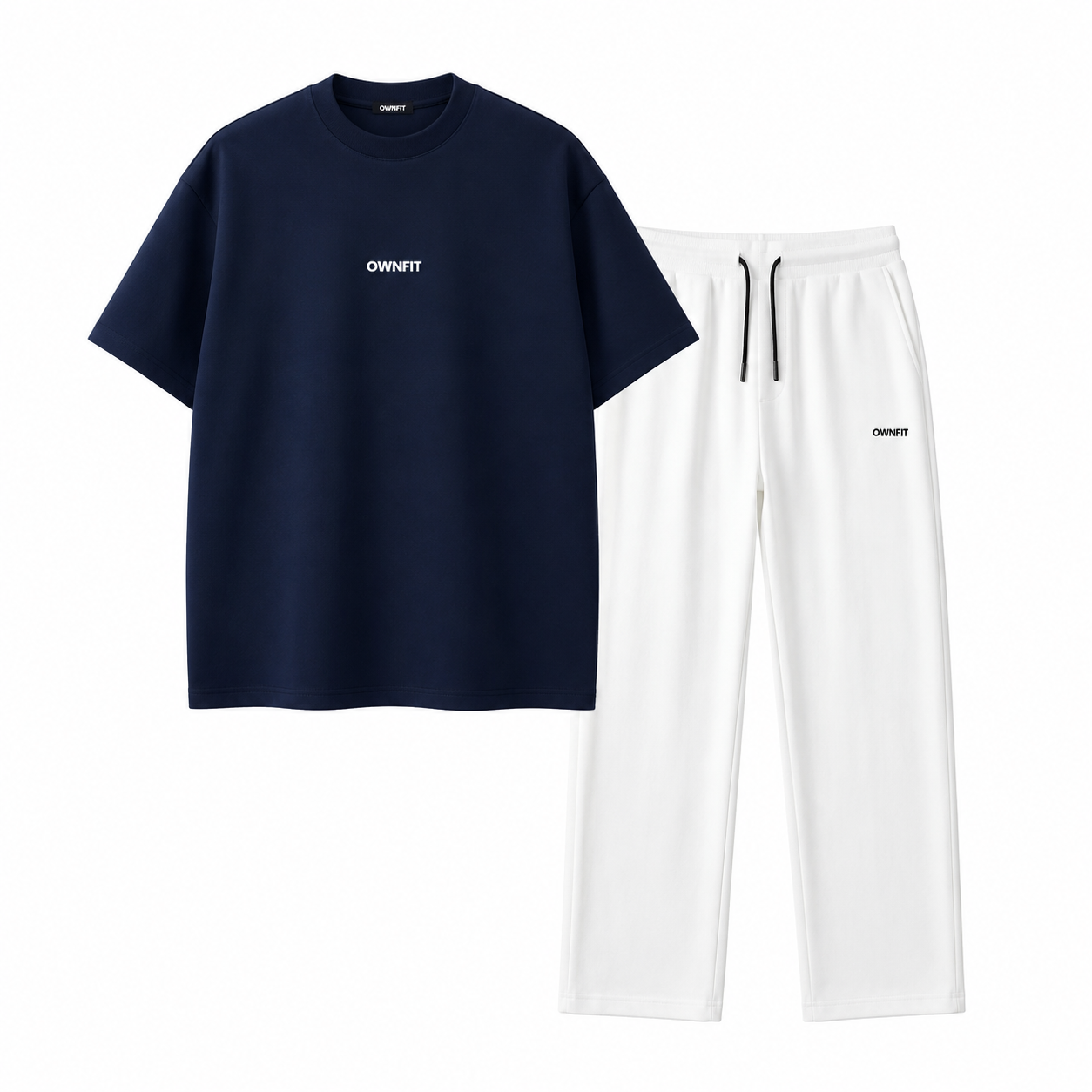 Nevy blue tee + white plain baggy trouser  for mens
