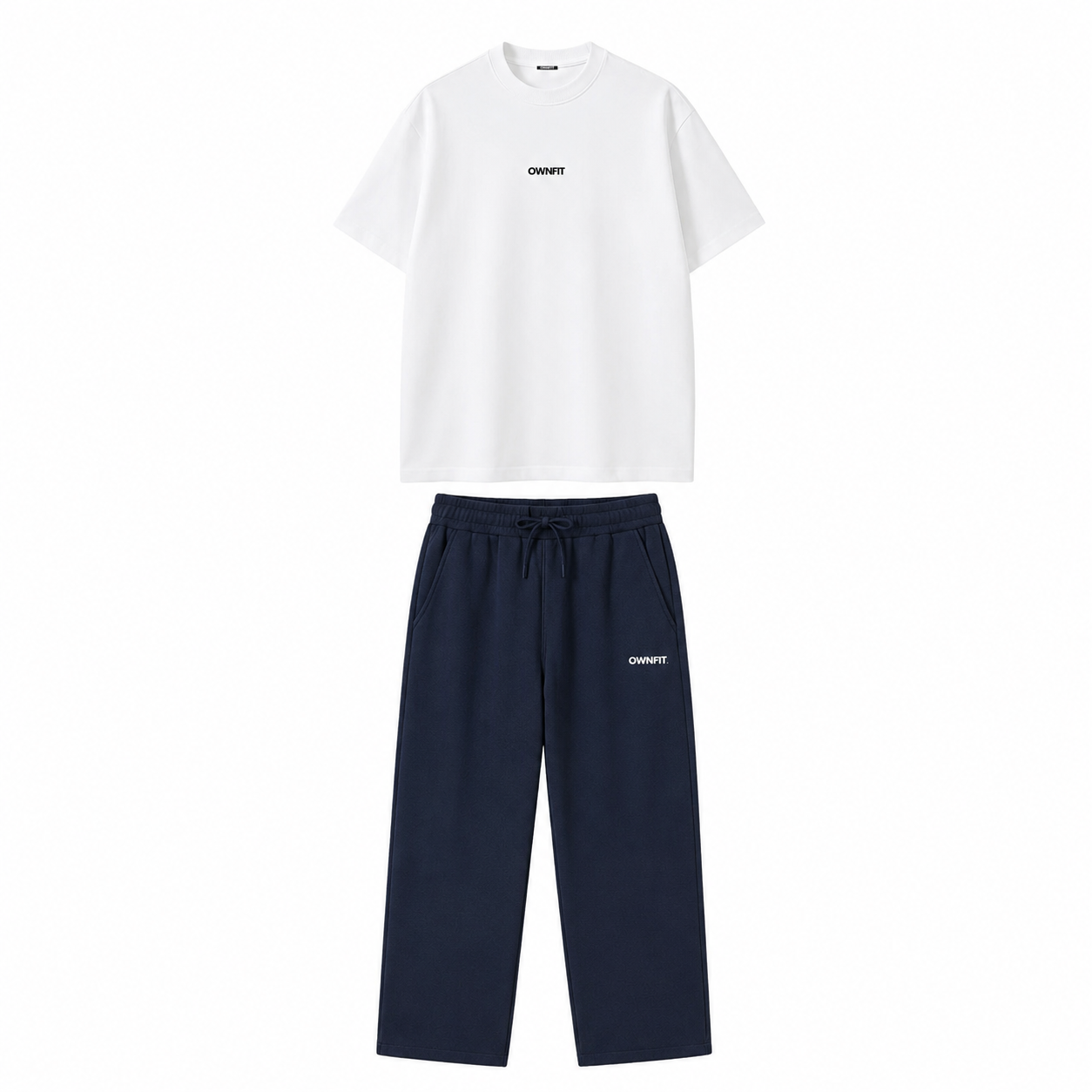 White tshirt + nevy blue trouser