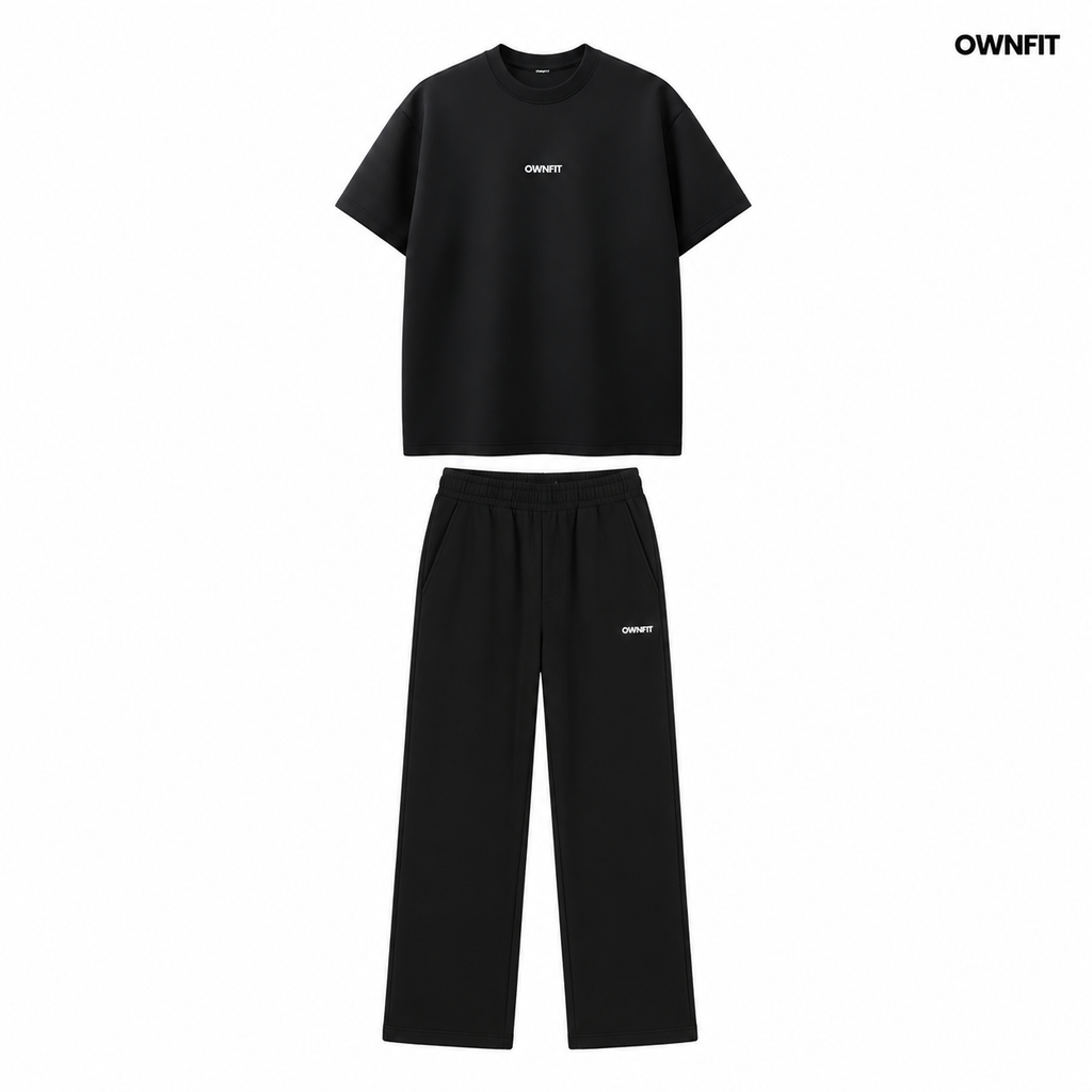 Black tshirt+black plain trouser