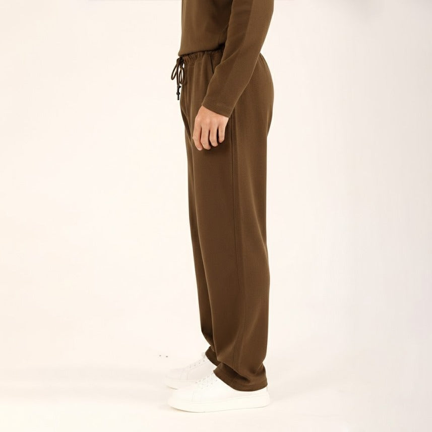 Premium brown lose fit trouser for mens in french terry
