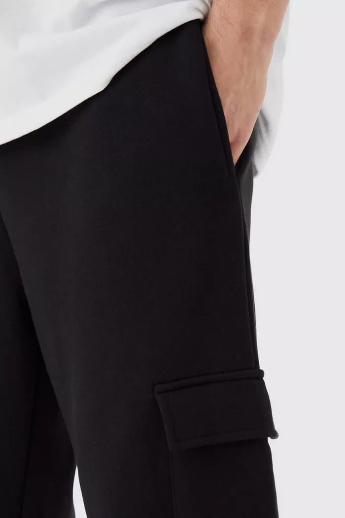 Fleece Black two pocket trouser for men's