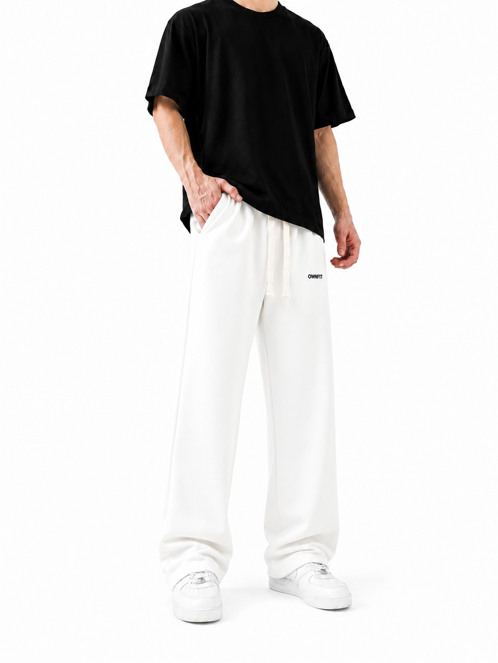 Nevy blue tee + white plain baggy trouser  for mens