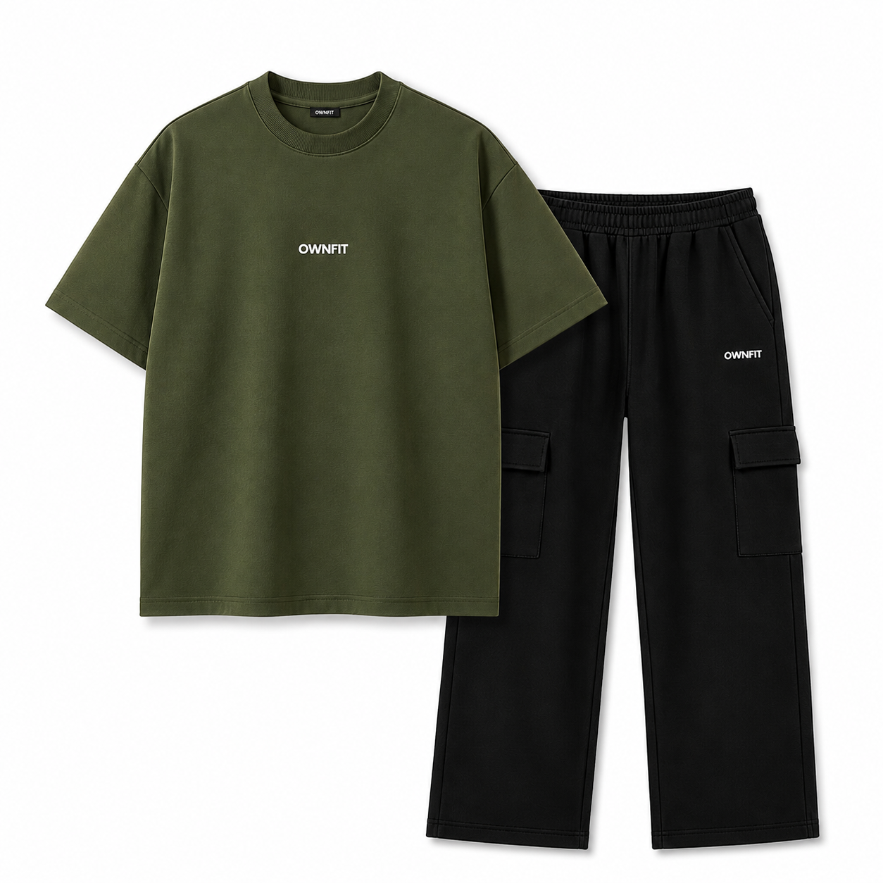 green tee + Black cargo trouser for mens