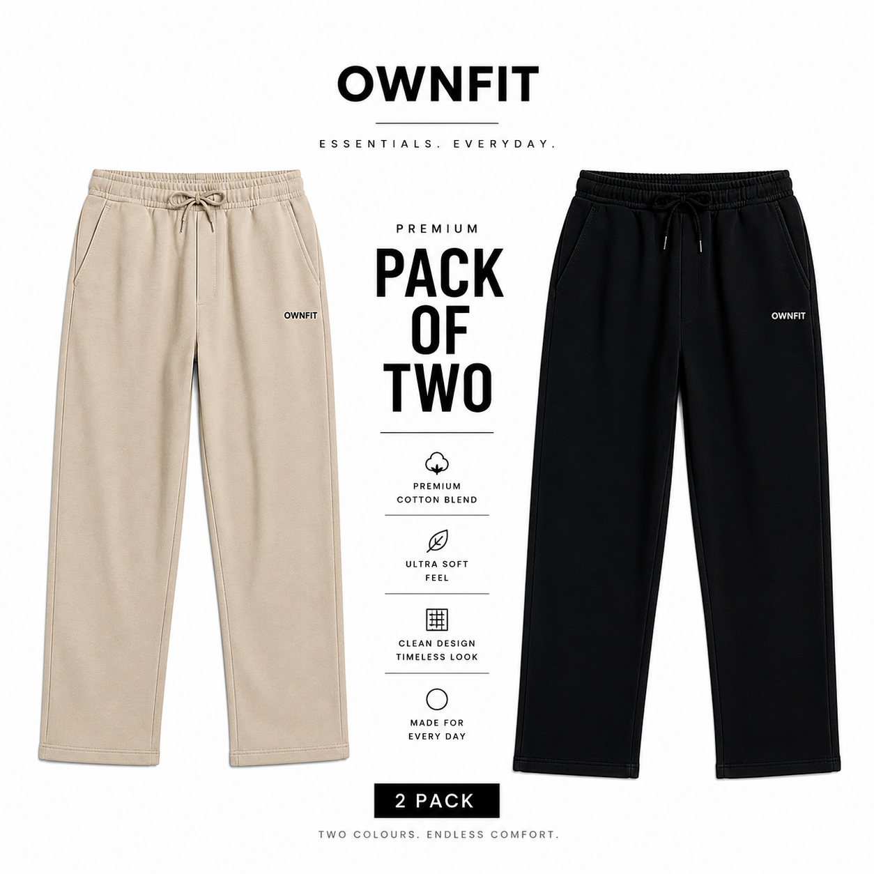 pack of two Black skin plain trousers