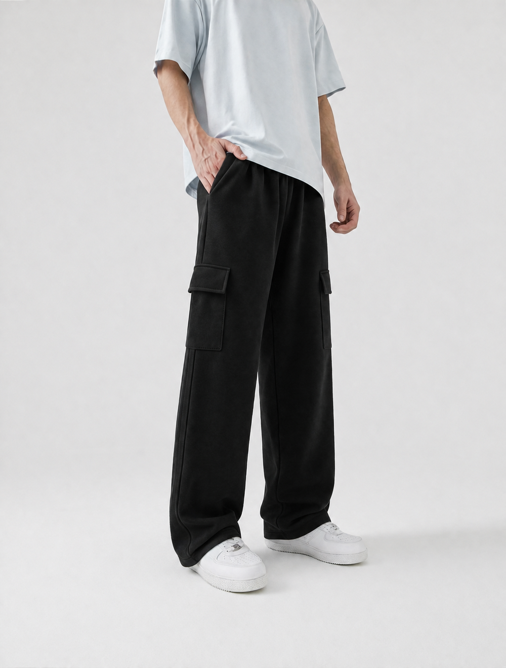 Black two pocket trouser for men's