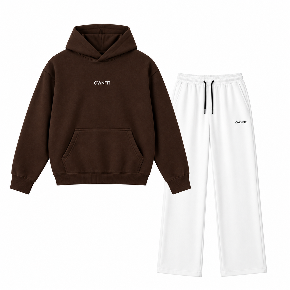 Brown hoodie and white baggy trouser