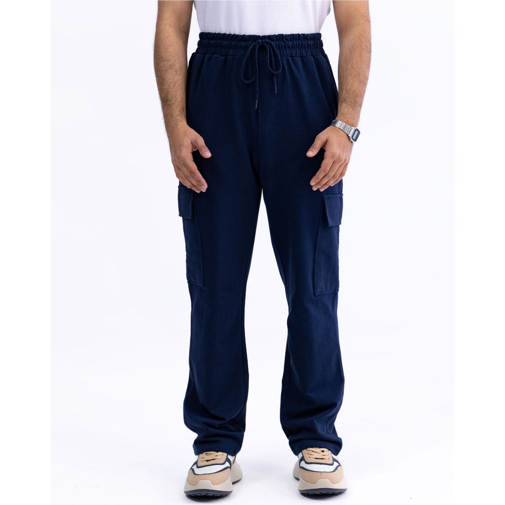 Navy two pocket cargo trouser for men's in terry