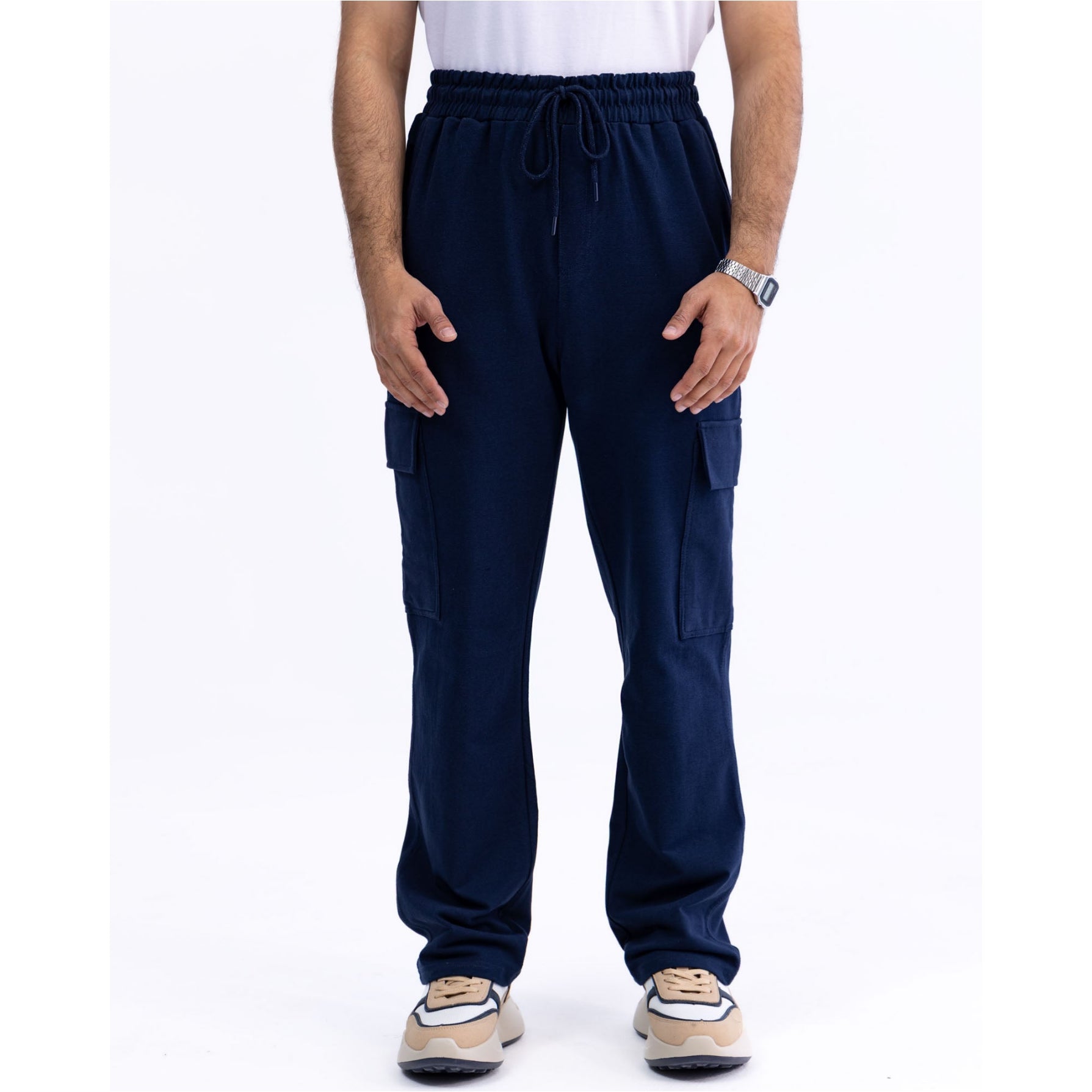 Navy two pocket cargo trouser for men's in terry