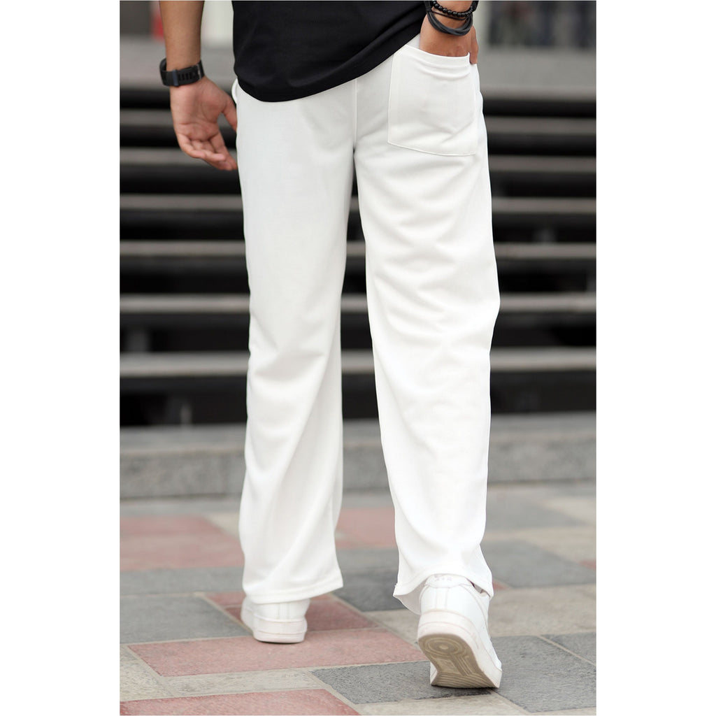 white baggy trouser for mens in french terry