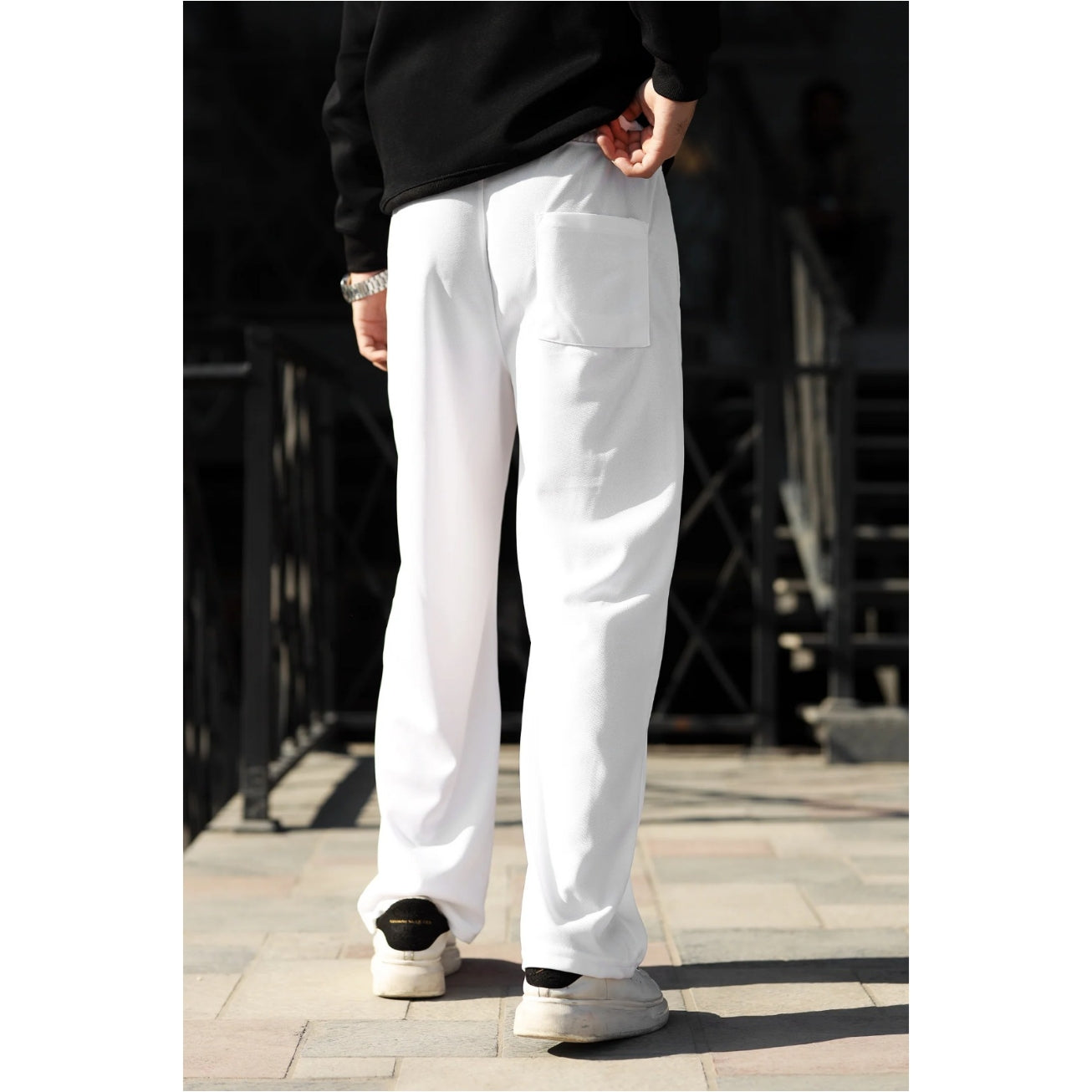 white baggy trouser for mens in french terry