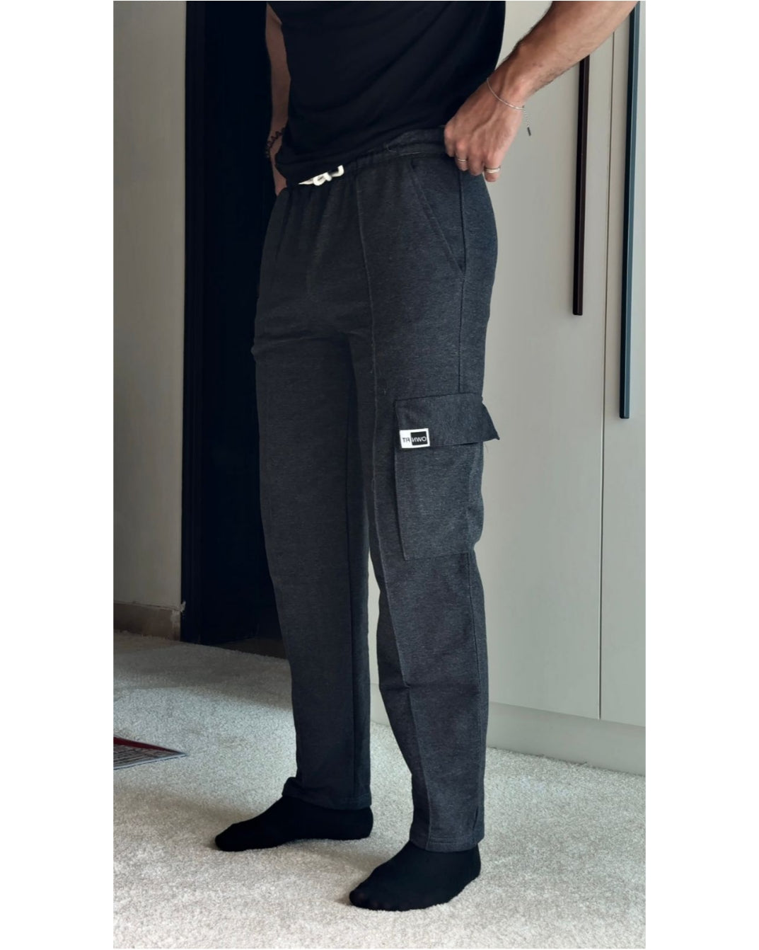 two poket charcoal oversized trouser