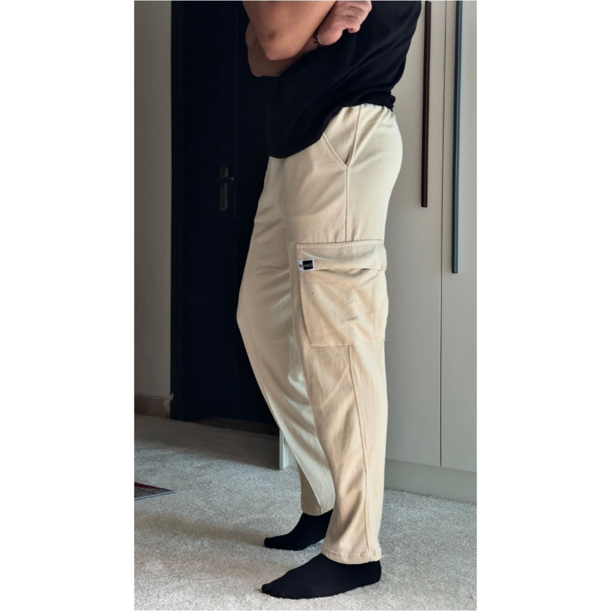 skin  poket cargo trouser for men's in french terry