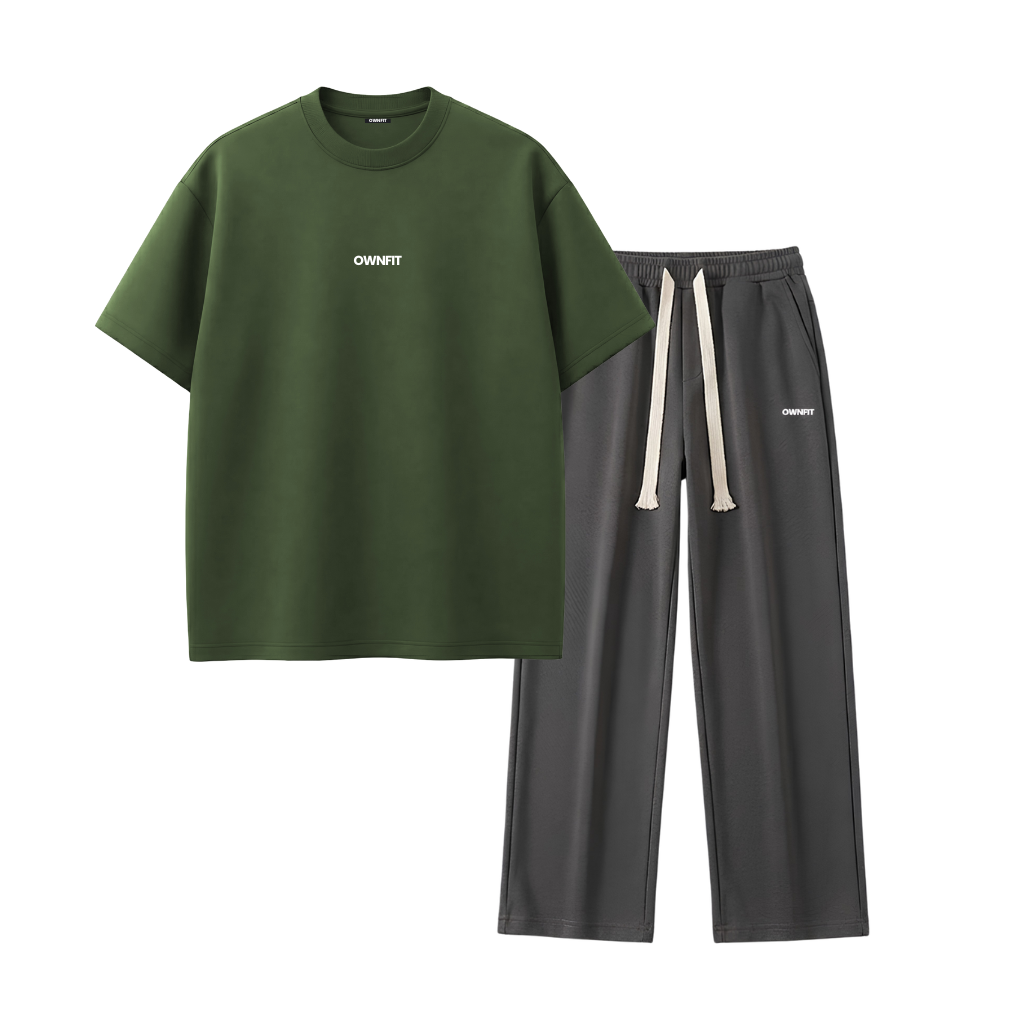 combo Green tee + steel grey