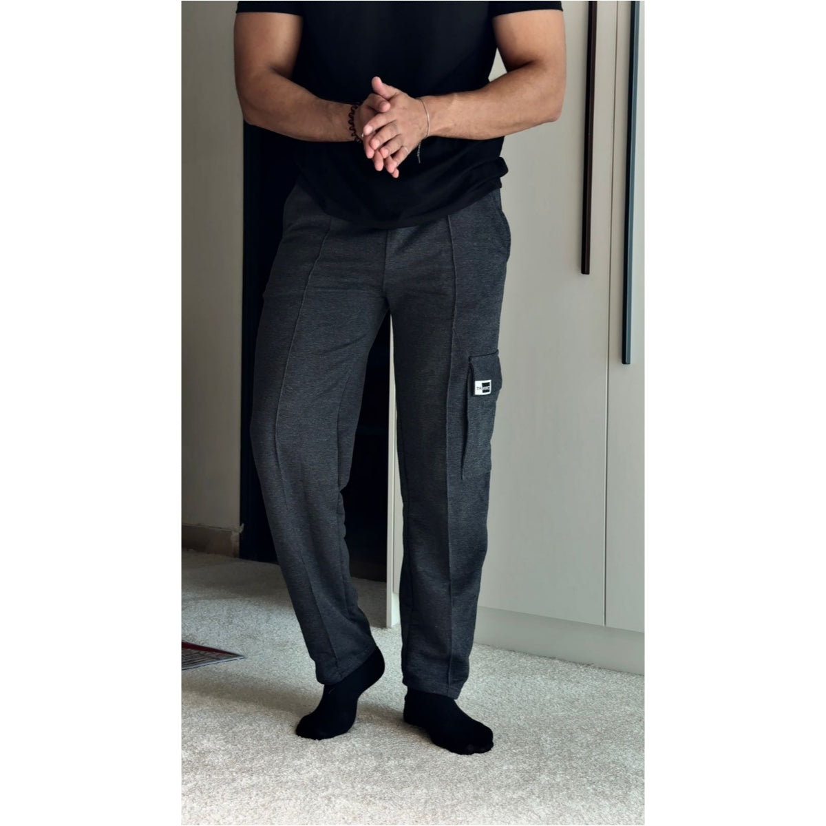 two poket charcoal oversized trouser