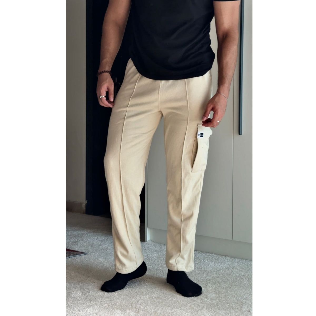skin  poket cargo trouser for men's in french terry
