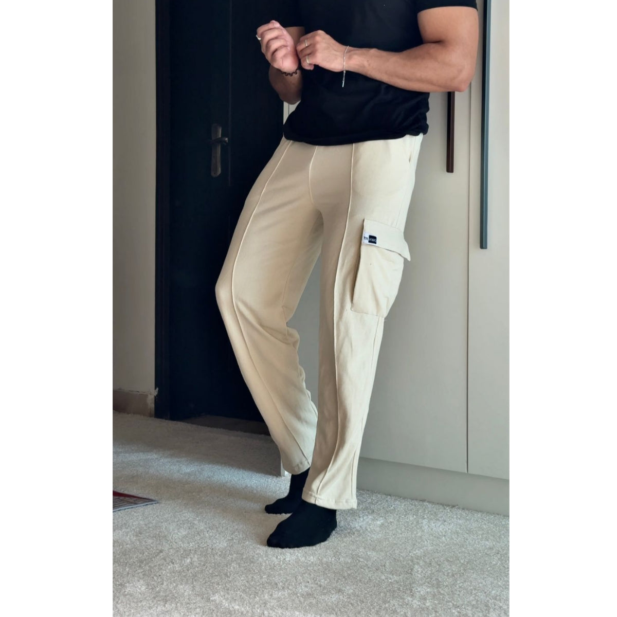 skin  poket cargo trouser for men's in french terry