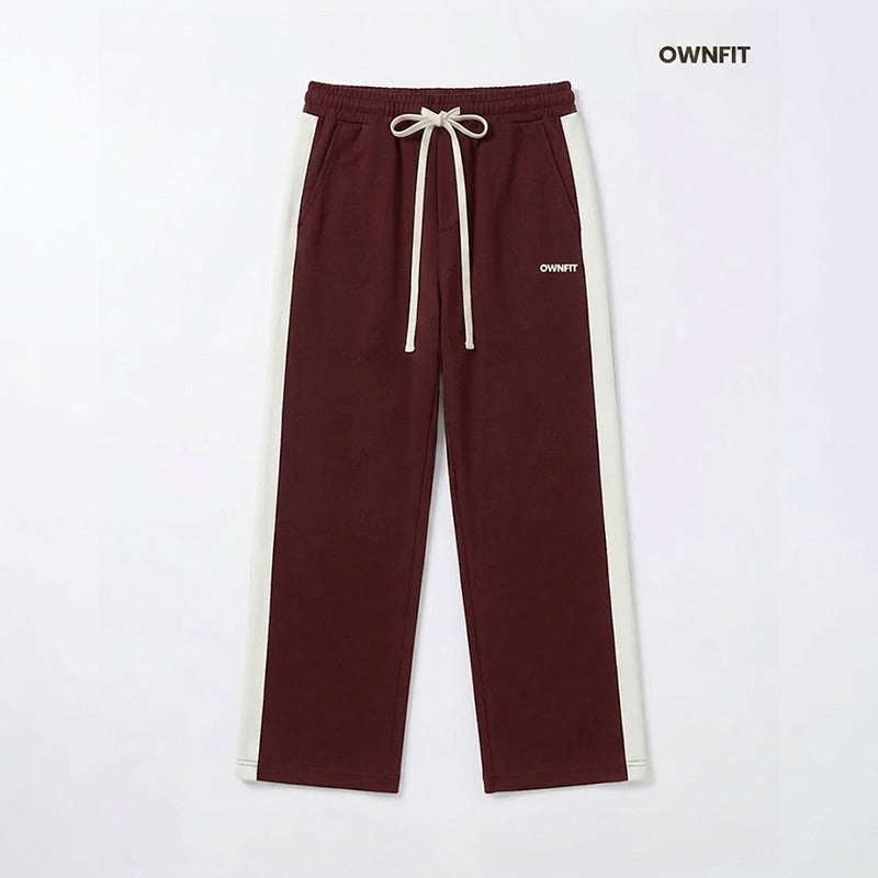 wild red white pannel straight fit trouser for mens unisex