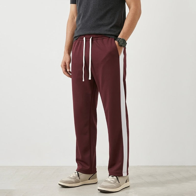 wild red white pannel straight fit trouser for mens unisex
