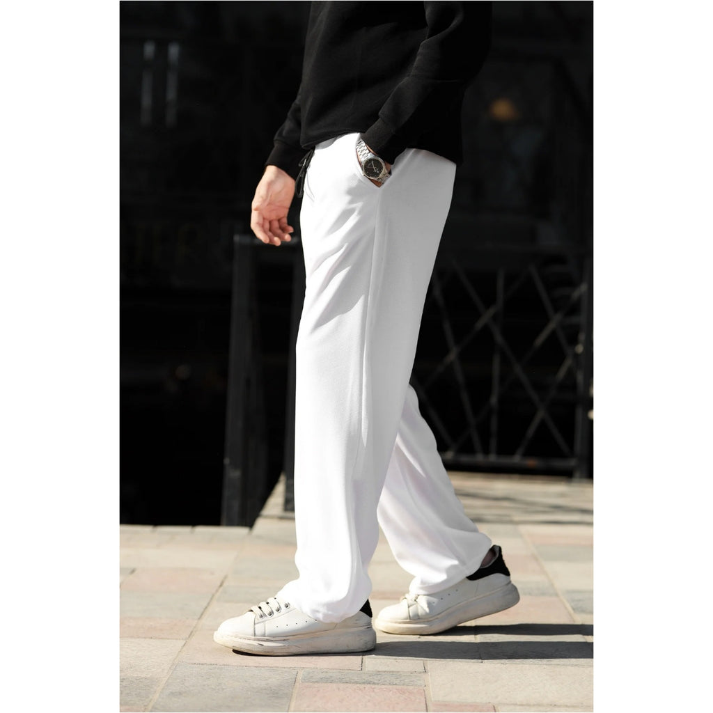 white baggy trouser for mens in french terry