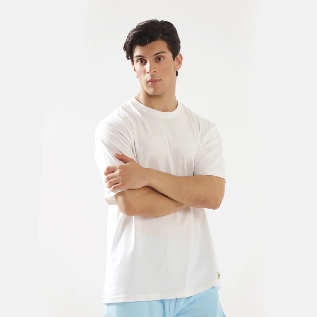 White plain drop shoulder for mens